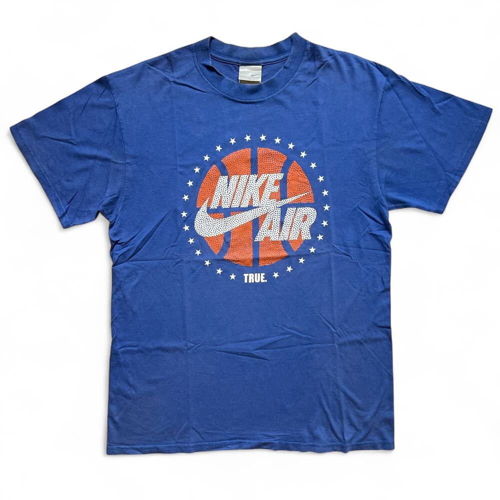 Vintage Y2k Nike Air Basketball Swoosh T Shirt Blue Team Silver Tag Hooper Star